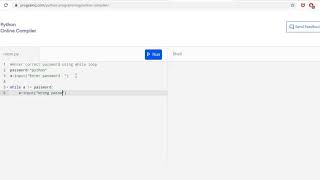 More example of while loop in python: Enter password until correct password