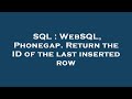 SQL : WebSQL, Phonegap. Return the ID of the last inserted row