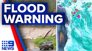 Major flood warning as relentless rain continues to hammer Queensland | 9 News Australia