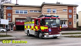 Alarmowanie i wyjazd OSP Banino GCBA 449[G]92 Scania 94d