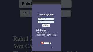 Check Voter Eligibility using javascript #shorts #javascript