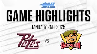 OHL Highlights: Peterborough Petes @ North Bay Battalion Jan 2. 2025