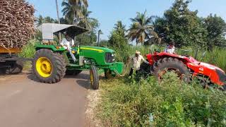 my Kubota tractor sugarcane | how to pull out heavy loaded sugarcane trolley| full loaded sugarcane