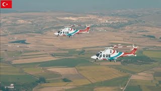 3 Turkish GÖKBEY helicopters take off at the same time