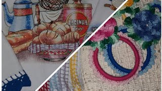 Produção da semana 🧶 + Passei glitter nos panos de prato