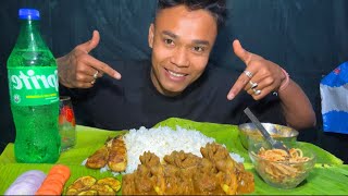 Mukbang♨️ spicy mutton liver curry with rich+salad+Sprite 🍚