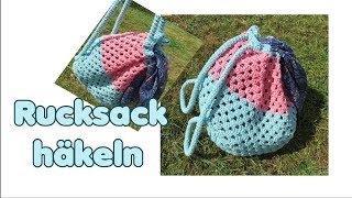 Rucksack häkeln, Tasche, Einkaufsnetz Häkelanleitung