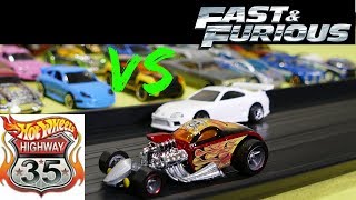 Hot Wheels fat track Highway 35 vs Fast & Furious tournament race