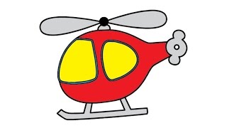 How to Draw a Cartoon Helicopter Easy step by step / Как нарисовать вертолёт