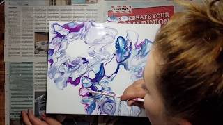 Fluid Painting Techniques l Paint Blowing with a Straw l Negative Space l Acrylic Pouring