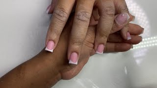 Classic Pink And White French Acrylic Nail