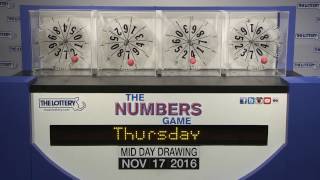 Midday Numbers Game Drawing: Thursday, November 17, 2016