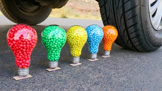Experiment Car vs Light Bulbs | Crushing Crunchy & Soft Things by Car