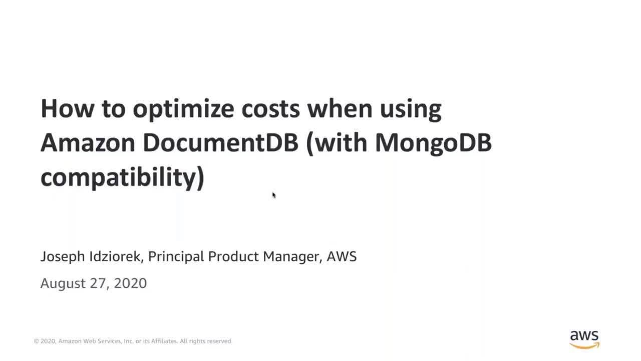 How To Optimize For Cost When Using Amazon DocumentDB (with MongoDB ...