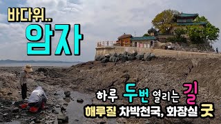 서산 간월도 차박러들이 추천하는 신비한 바다위 암자, 해루질 차박천국, 항구, 하루 두 번 길이 열리는 깨달음의 섬 서해안여행 간월도 간월암  캠핑카여행 차박노지 탐방.