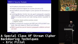 [BSL2019] A Special Class Of Stream Cipher Backdooring Techniques - Eric Filiol