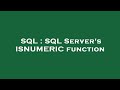 SQL : SQL Server's ISNUMERIC function