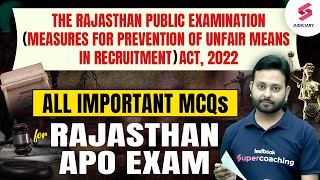 THE RAJASTHAN PUBLIC EXAMINATION ACT, 2022 MCQs for Rajasthan APO & all Judiciary Exams | Anoop Sir