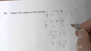 Q16 Rearranging a Formula 10A2