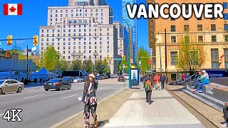 🇨🇦 【4K】☀️  Downtown Vancouver BC, Canada. Amazing Sunny Day. Relaxing Walk. May
