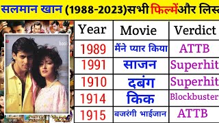 Salman khan (1988-2023) All Movie List | Salman Khan Hit and Flop movies |  #salmankhan #salman