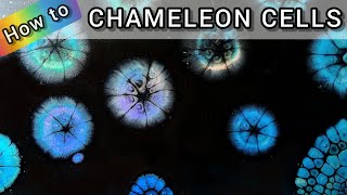 #102  How to create CHAMELEON CELLS in ACRYLIC PAINT with SILICONE OIL / IKEA Oven Dish POUR fail