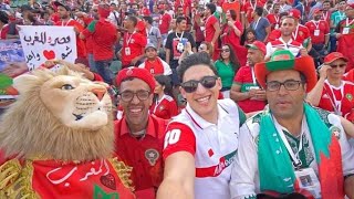 الجماهير المغربية تشجع المنتخب المغربي بأجواء حماسية قبل انطلاقة المقابلة بنصف ساعة وهده توقعاتهم