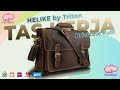 Tas Kerja Formal Briefcase Selempang Pria Kulit Asli HELIKE by Triton