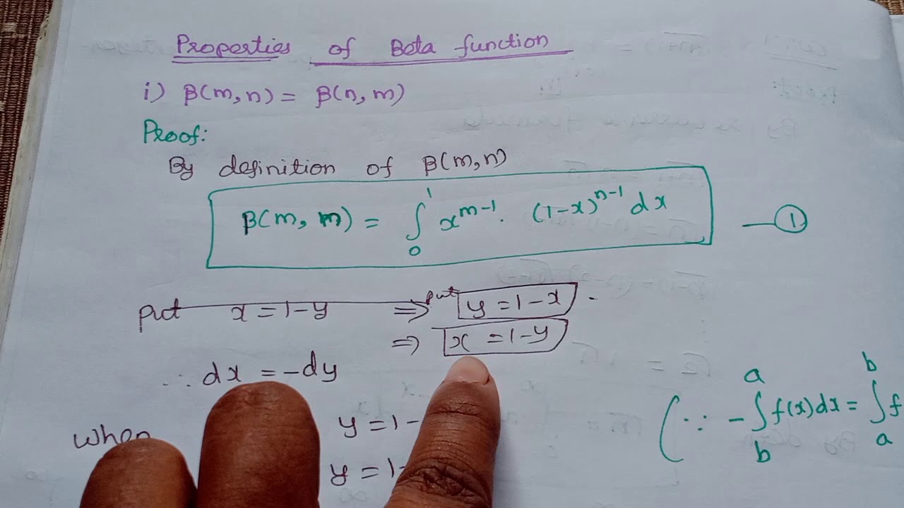 Beta Function Property 1 Tam3a Integral Calculus Youtube