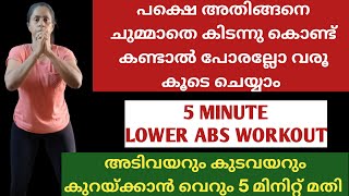 5 MINUTE LOWER ABS WORKOUT || എത്ര ചാടിയ വയറും ഇത് കൊണ്ട് നമുക്ക് കുറയ്ക്കാം || Burn Belly Fat...⛔️