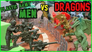 Plastic Army Men VS Dragons BASE Defense Pretend Play