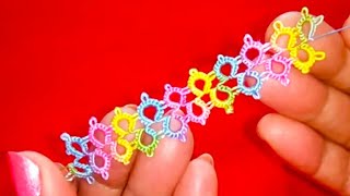 30-Shuttle Tatting# Lesson-5, How to make simple tape lace (hindi/urdu)