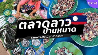 ตลาดลาวบ้านหนาด ปลากดสดๆ แมงแคงจิก อาหารป่าล้นตลาด! คนมาหลายขนาด EP.41 | บ่าวเต๋อตลาดแตก