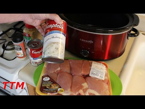 Easy Chicken Crock-Pot Slow Cooker Recipe~Chicken Thighs in Cream of Mushroom Soup Easy Chicken Crock-Pot Slow Cooker Recipe~Chicken Thighs in Cream of Mushroom Soup