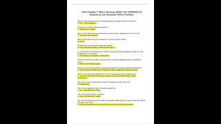 CNA Chapter 7 Basic Nursing Skills Test GRADED A Questions and Answers 100% Verified