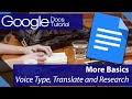 Google Docs - More Basics - Voice type, Translate and Research