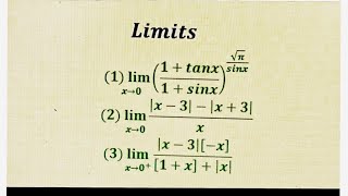 Three important problems on limits. Limits involving Greatest Integer Function and modulus function.