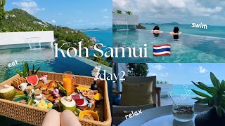 [Vlog2/6] 8 days in Thailand - Koh Samui 🏝️ stay in the villa + beach vlog｜Floating Breakfast｜Day2