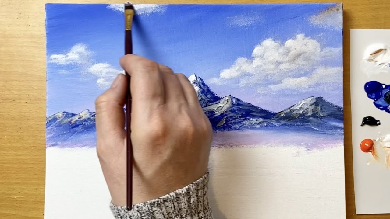 Mountain Landscape Painting / Acrylic Painting For Beginners - YouTube