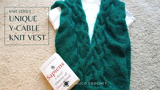 반전뒤태 대바늘 - 유니크 Y꽈배기 베스트2 [unique Y-cable knit vest] / 왼쪽앞판뜨기/ 바텀업 내츄럴핏/ 꽈배기무늬 뜨기/ 영상보며 니팅/ 냥이와 힐링