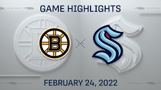 NHL Highlights | Bruins vs. Kraken - Feb 24, 2022
