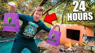 24 Hour Box Fort In The Woods 📦 Dollar Store Survival Challenge (Part 1)