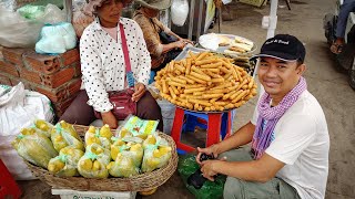 Huge Various Khmer Food!! Unlimited Eating!! Street Food Tour In Puok Market.