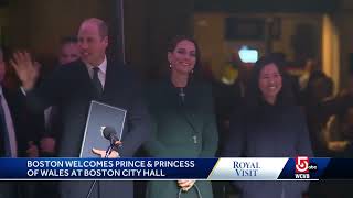 Large crowd gathers in City Hall Plaza to welcome royal couple to Boston