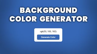 Random Background Color Generator Using HTML CSS & Javascript