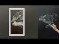 【 demonstration 】 chalkboard chalk drawing realistic drawing of animals how to draw a cat