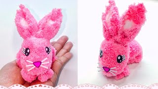 DIY How To Make a Towel Bunny/พับผ้าเช็ดหน้าเป็นตัวกระต่ายน้อย🐇🐰#แม่เนย น้องพอสDIY