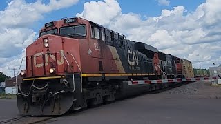 CN 2287 leading intermodel with cn track inspection boxcar 7/8/23