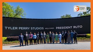 President William Ruto arrives at the Tyler Perry Studios in Atlanta Georgia.