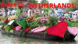 ANNUAL FLORAL BOAT  COMPETITION , COLORFUL FLOWERS, VEGETABLES  IN WESTLAND  THE NETHERLANDS